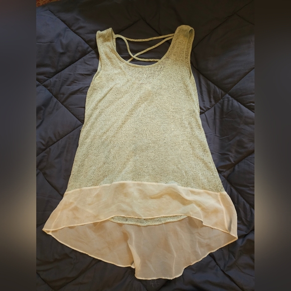 Silvergate high low tunic tank top in aqua and white size Medium - Picture 2 of 3